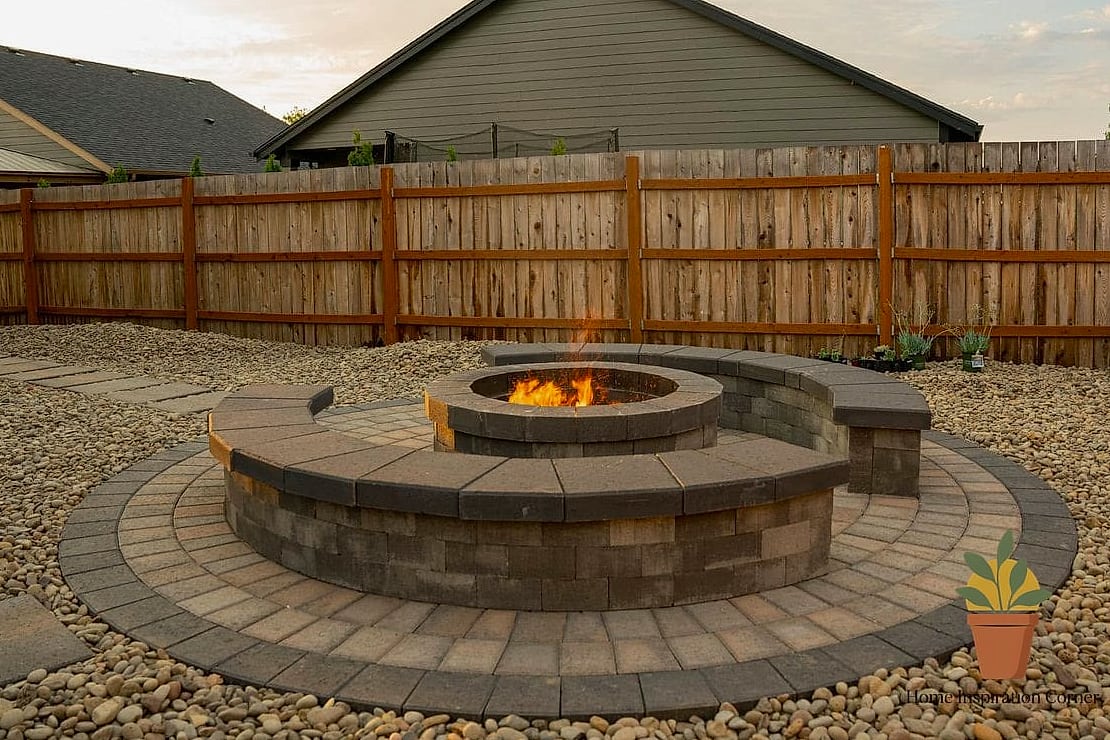 20 Paver Patio Ideas Ideas That Work in Any Size Home 12 Paver Patio with Built-In Fire Feature and Seating Wall