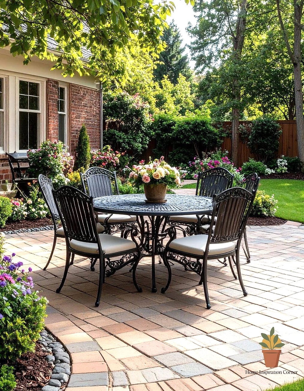 Paver Patio with Wood Accents