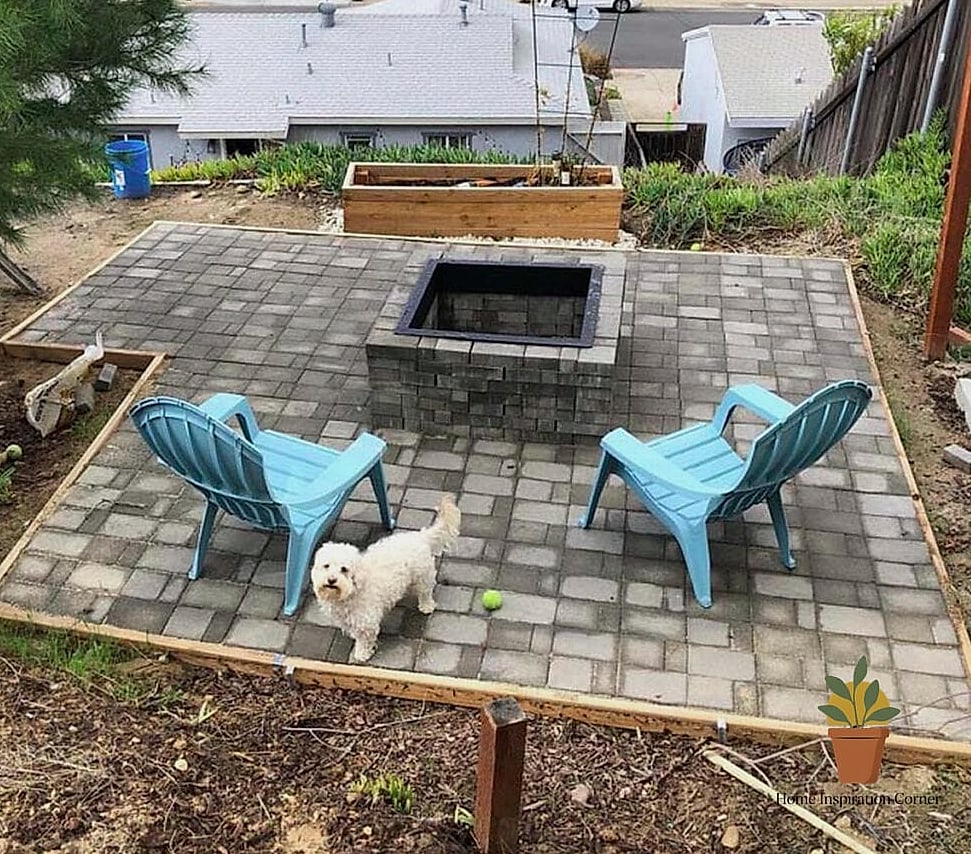 Paver Patio with Repurposed Furniture
