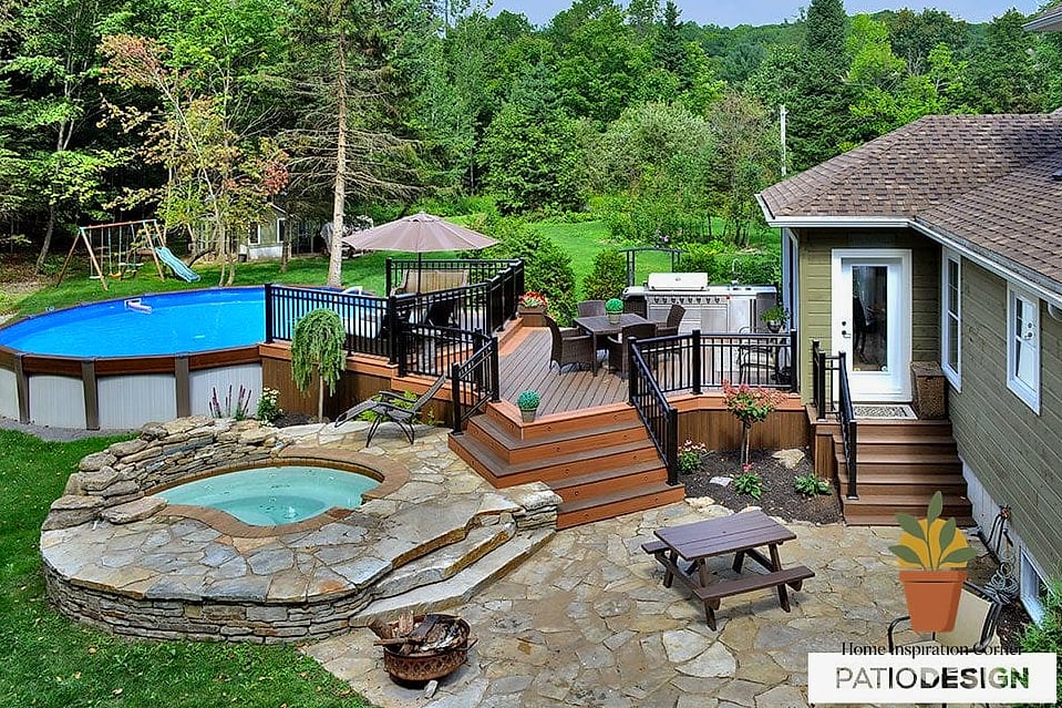 Paver Patio with Built-In Steps