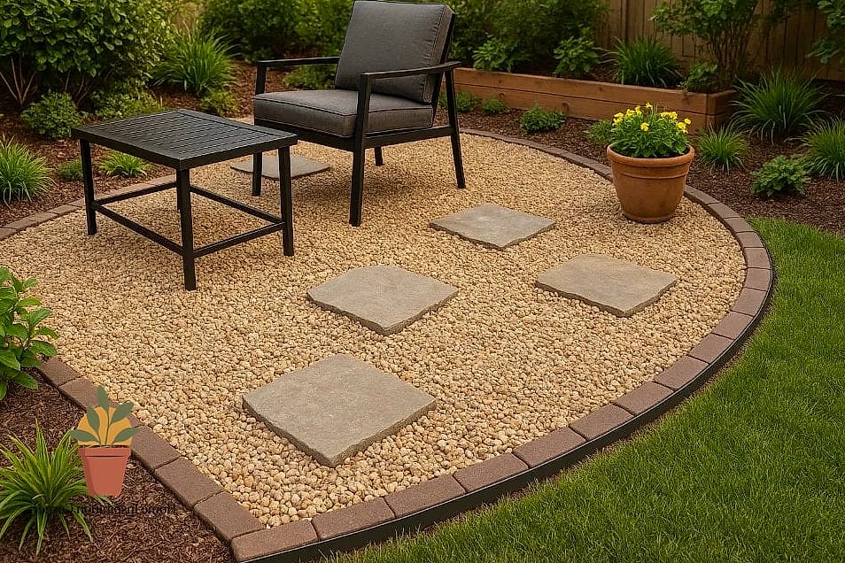 Pea Gravel with a Wood Border