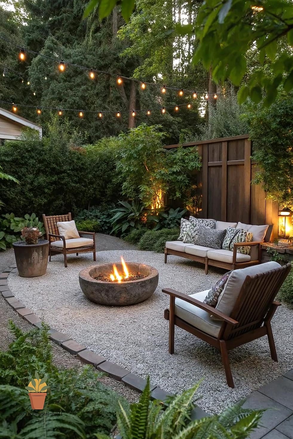 Pea Gravel Patio with a Built-In Hot Tub Surround