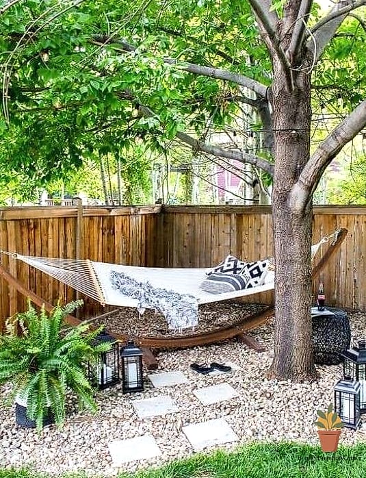 Pea Gravel Patio with a Hammock or Swing