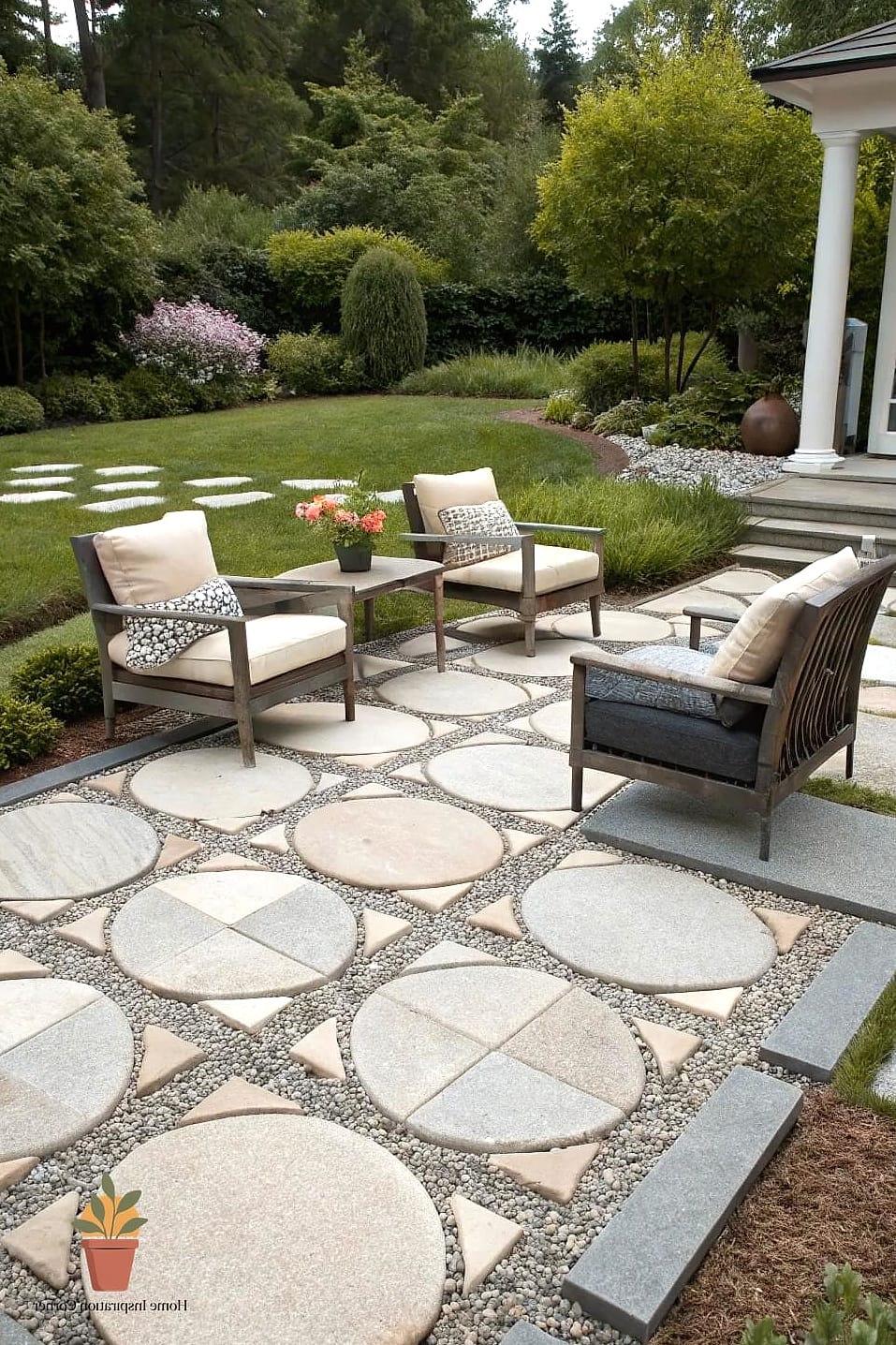 A Pea Gravel Lounge Area Instead of Pavers