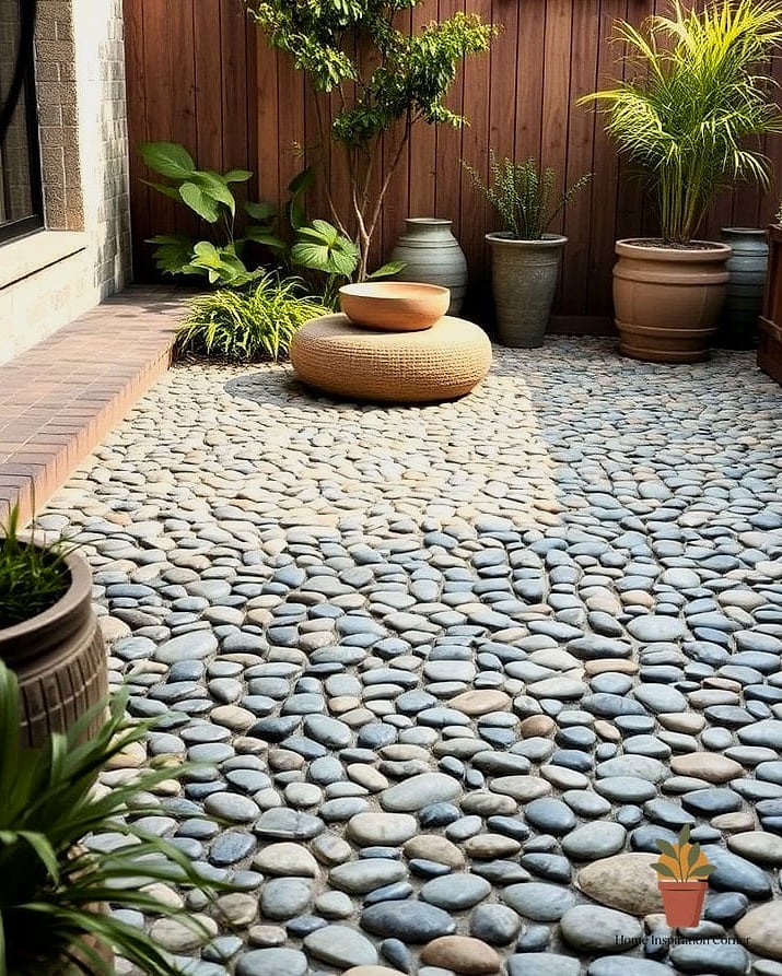 25 Patio Tiles Designs That Maximize Style and Function 20 Pebble and Tile Combination