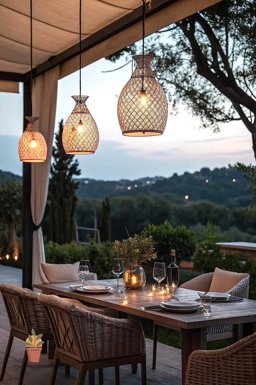 Pendant Lights Under a Pergola