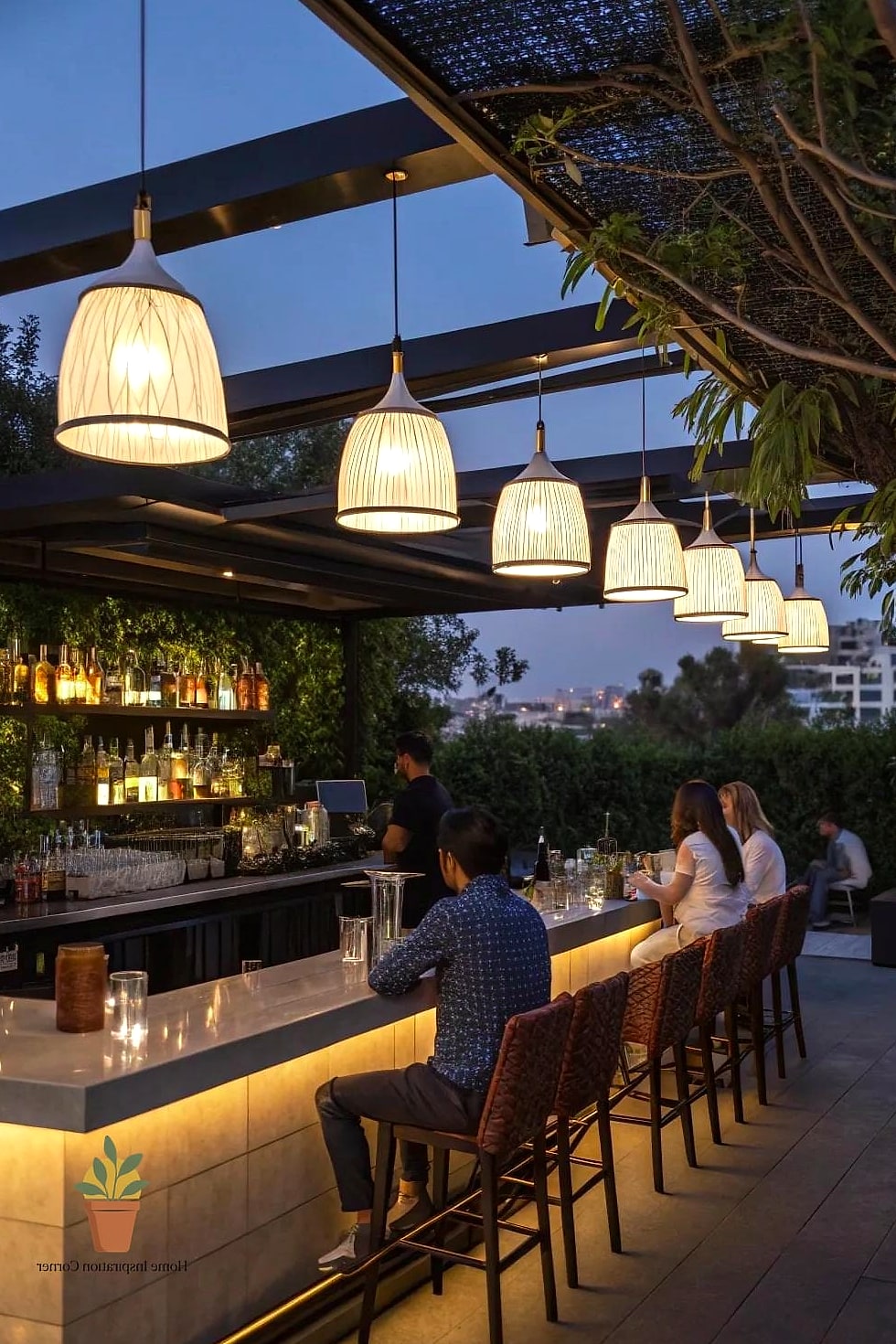 Pendant Lights Over an Outdoor Bar