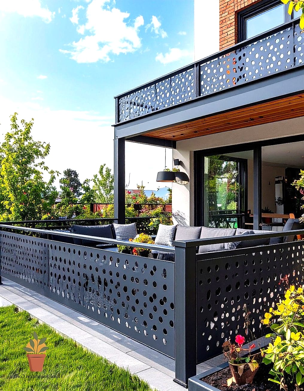 15 Creative Patio Railing Ideas Ideas You Haven't Seen Before 10 Perforated Metal Panel Railing