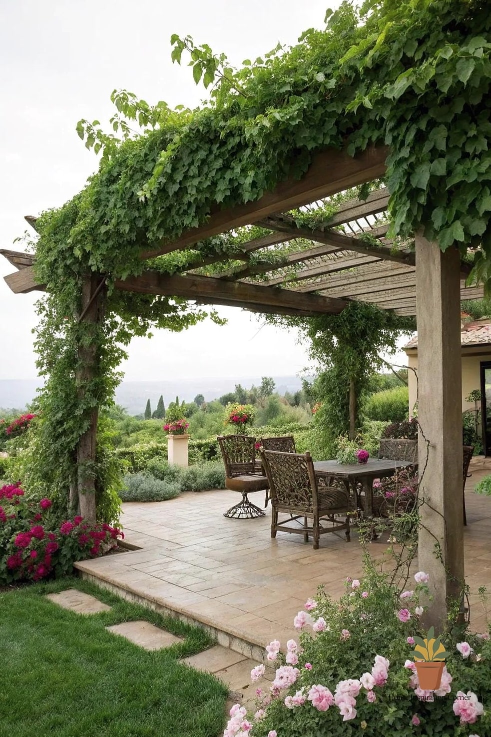 15 Patio Decorating Ideas Photos That Will Inspire Your Next Project 14 A Pergola with Climbing Vines