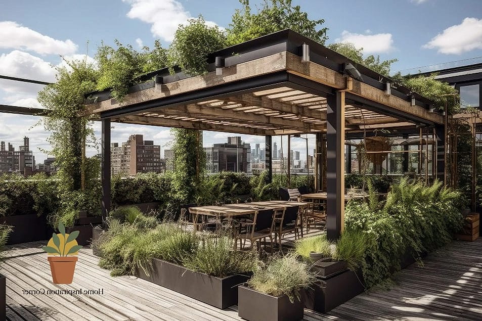 Pergola with Climbing Vines for Natural Shade