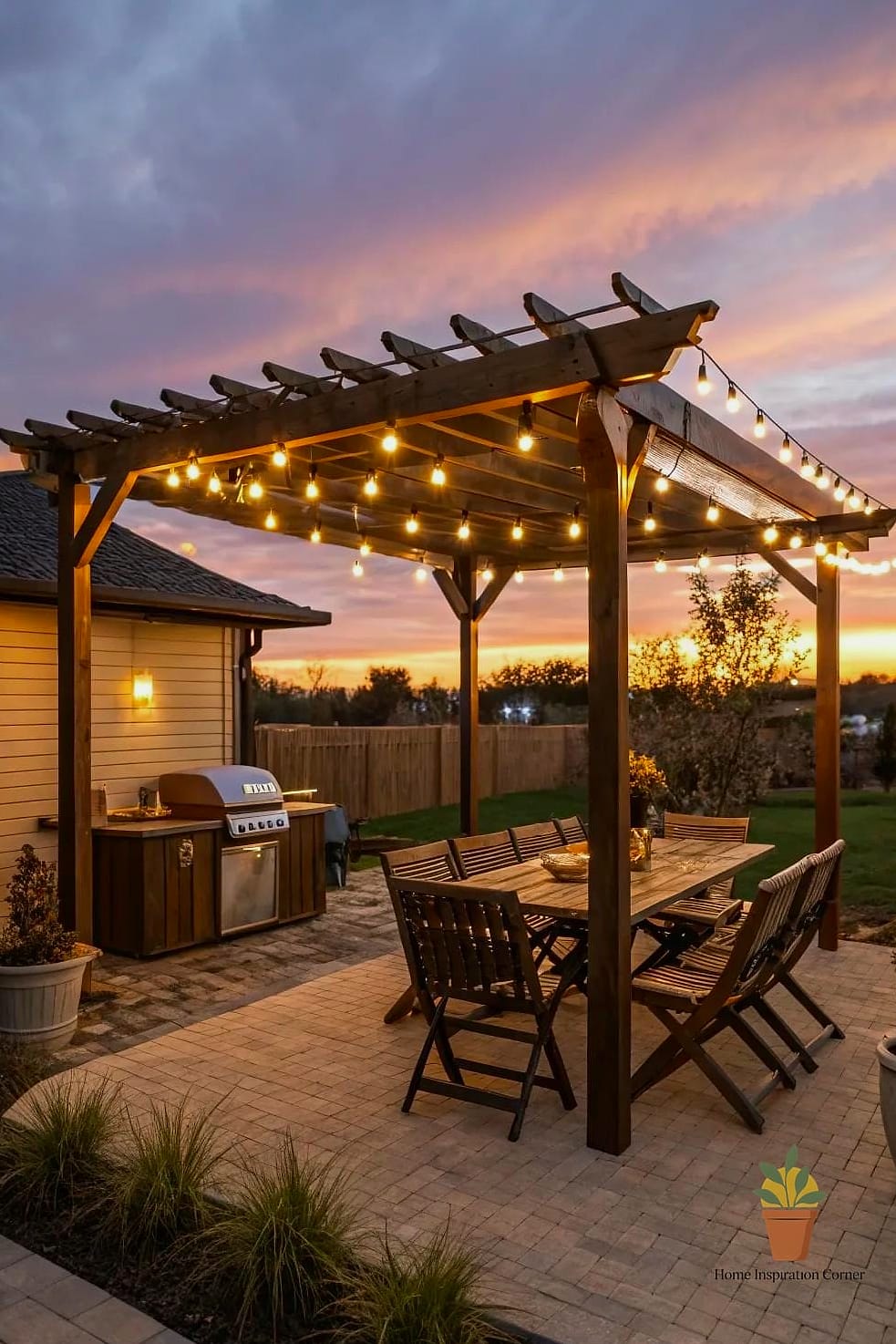 Pergola-Covered Grilling Zone