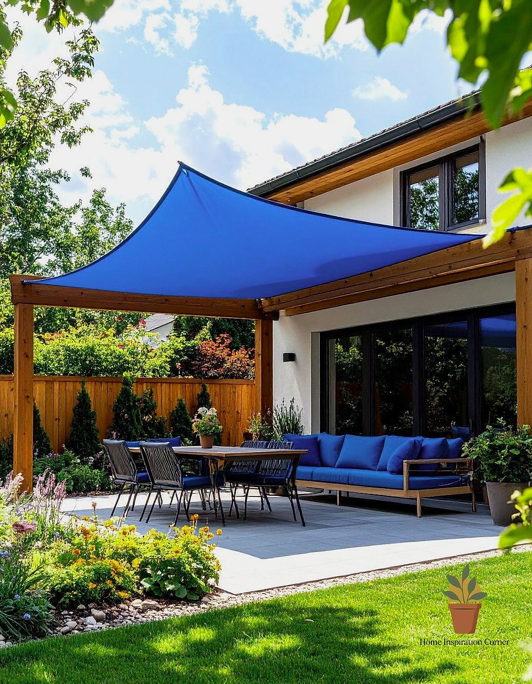Pergola with a Fabric Sail Shade