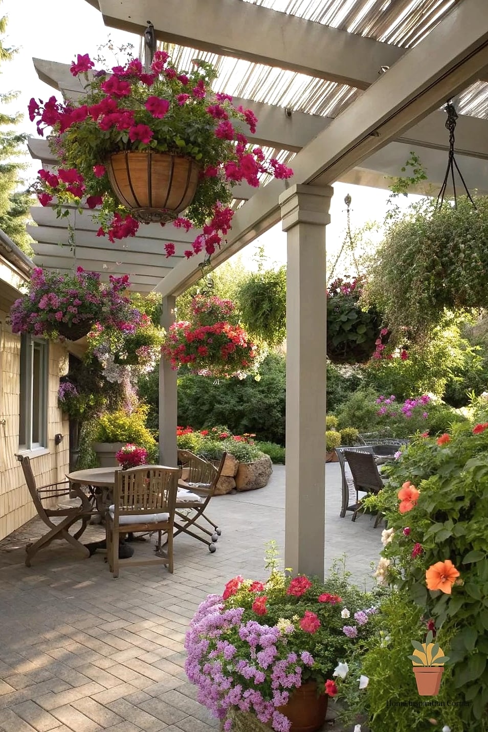Pergola with Hanging Planters