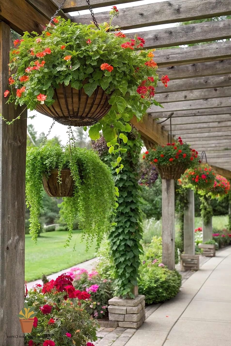 Pergola with Hanging Planters