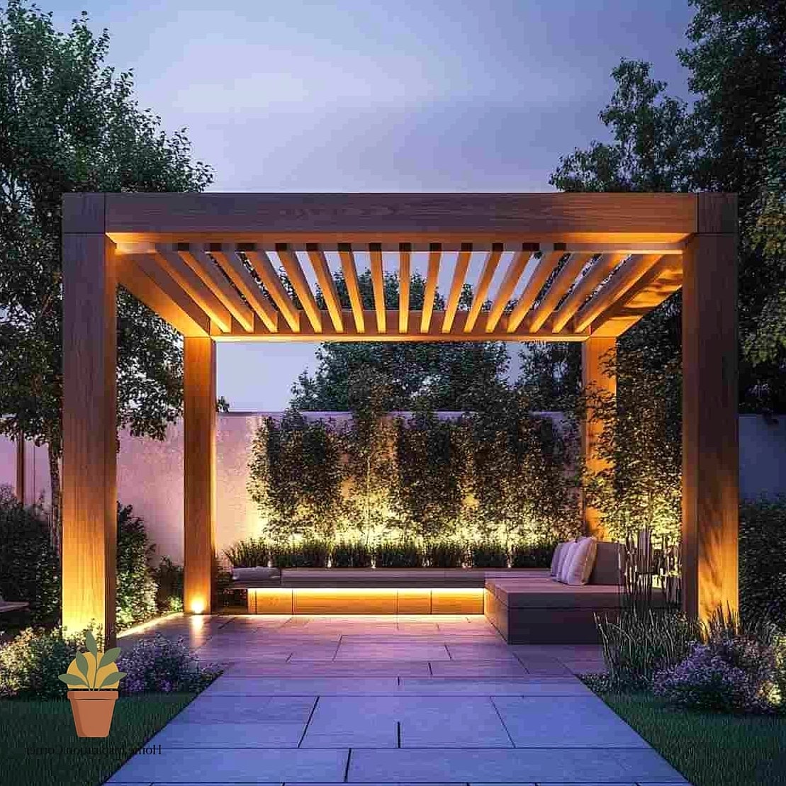 Pergola Lighting with Integrated Fixtures