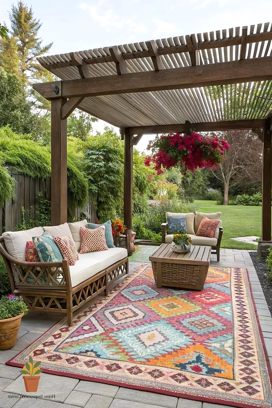 Pergola Paired with an Outdoor Rug