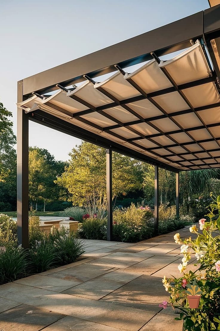 25 Stunning Patio Extension Ideas Ideas for Every Budget 12 Pergola with Retractable Canopy