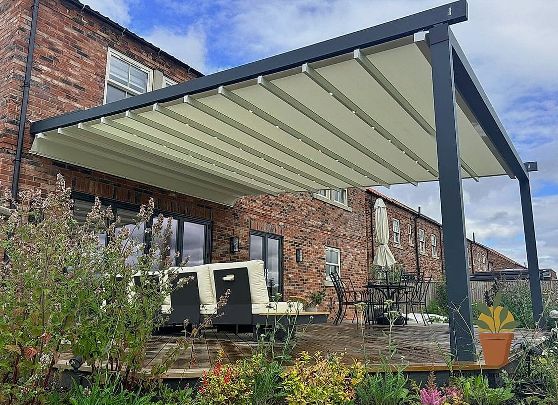 Pergola with Retractable Shade Canopy