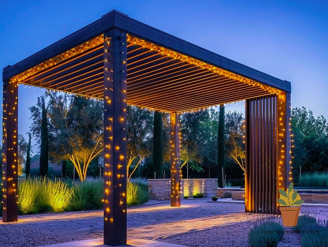 21 Outdoor Lighting Ideas Ideas to Upgrade Your Home This Weekend 14 A Pergola Wrapped in Lights