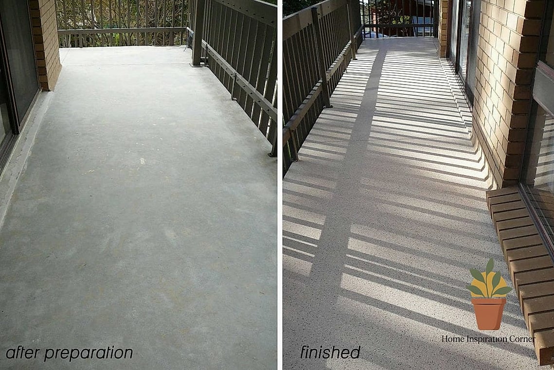 Plain Concrete Floor Gets Covered with Interlocking Deck Tiles