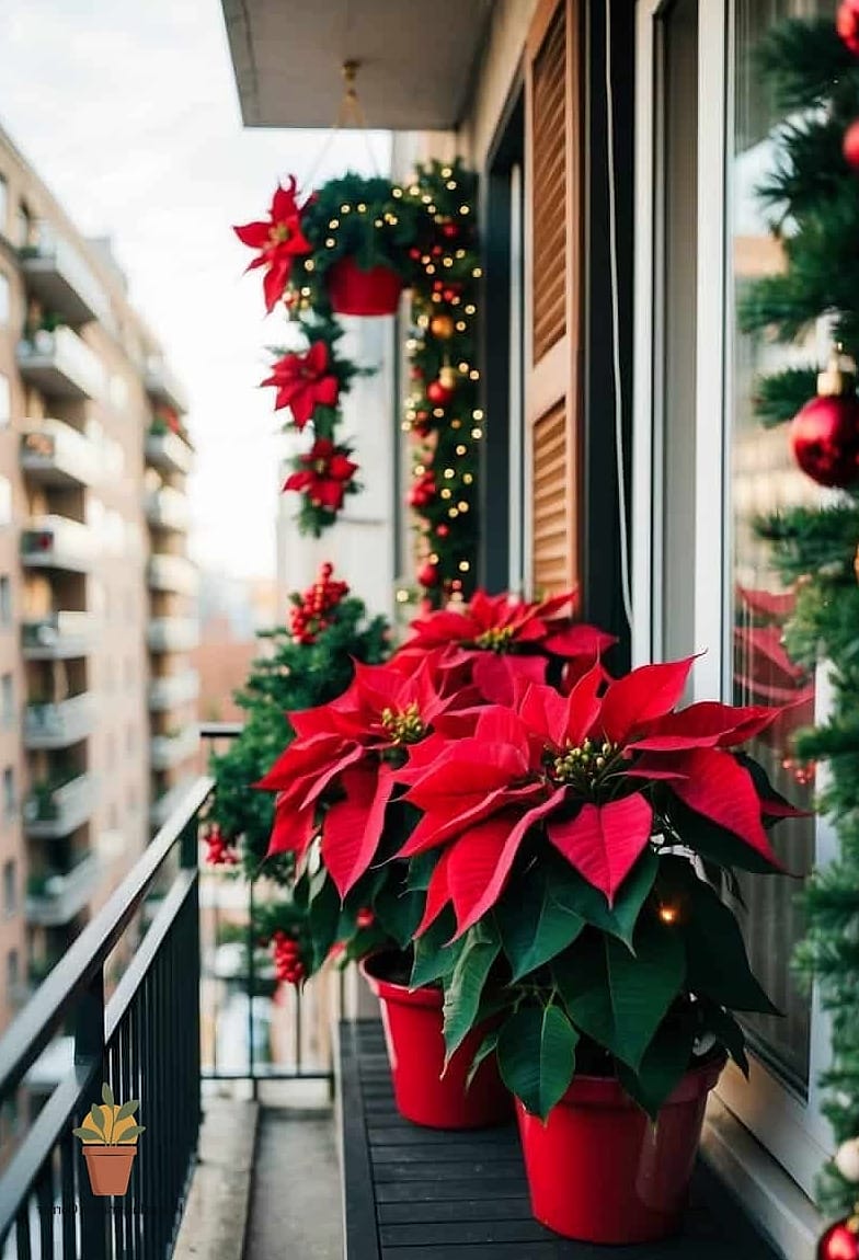 Poinsettias in Decorative Pots