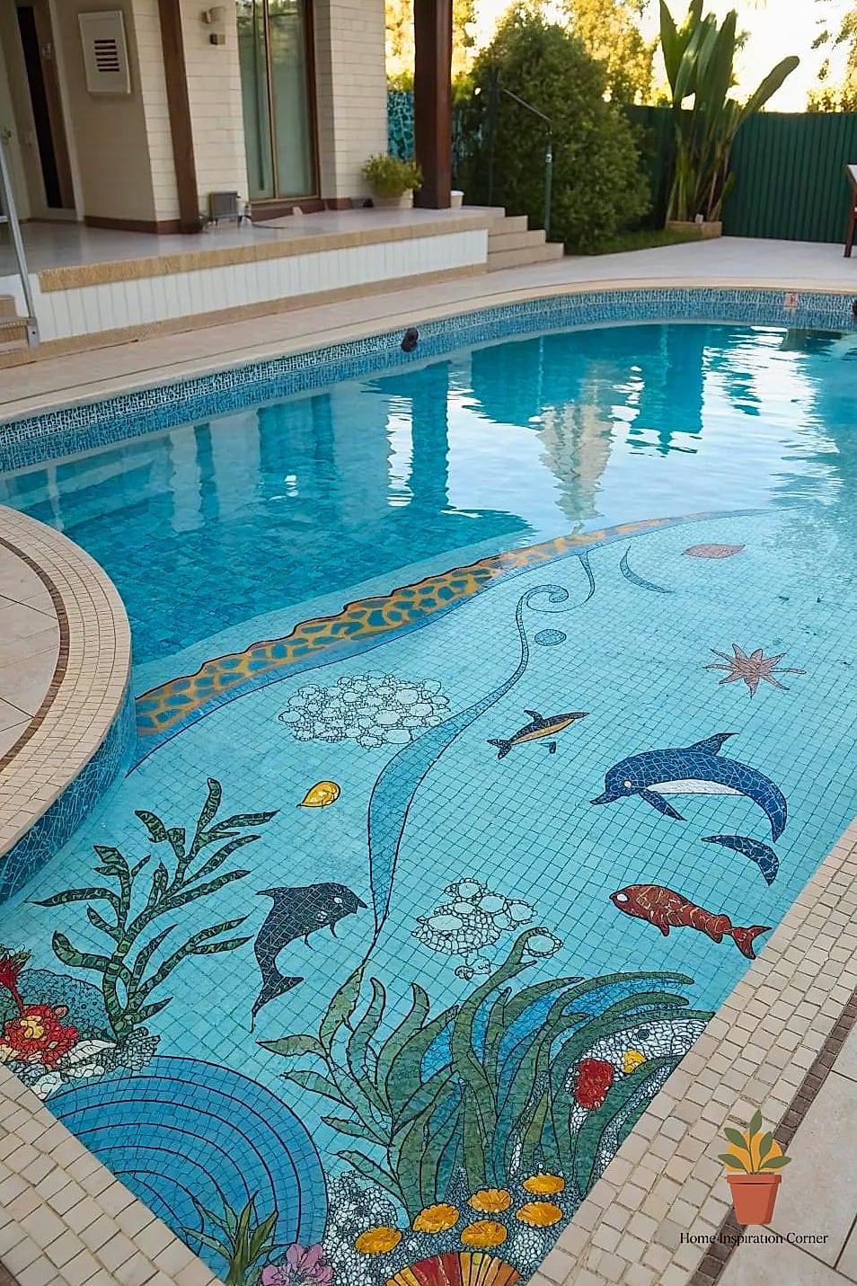 Pool with Mosaic Tile Accents