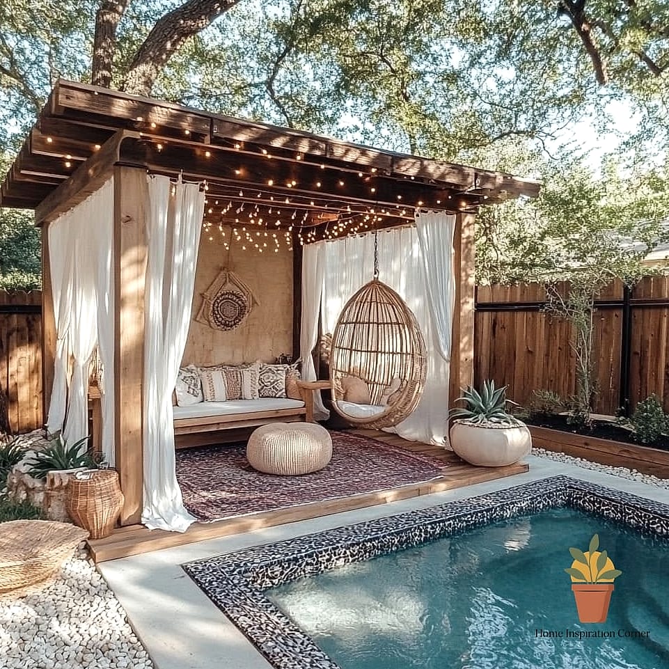 Poolside Cabana with Sheer Curtains
