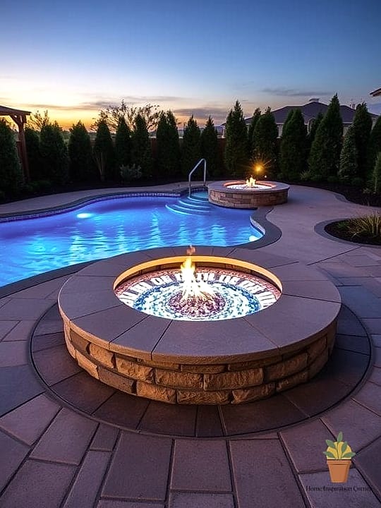 Poolside Fire and Water Feature