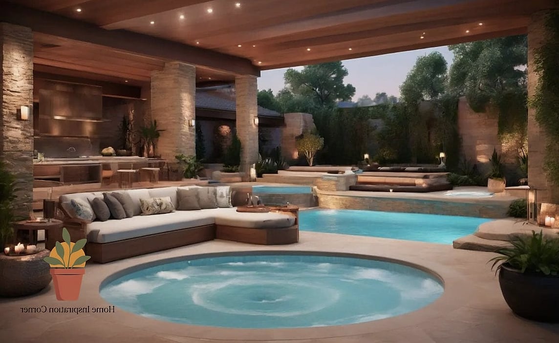 22 Backyard Inspiration Designs That Maximize Style and Function 14 Poolside Lounge Area