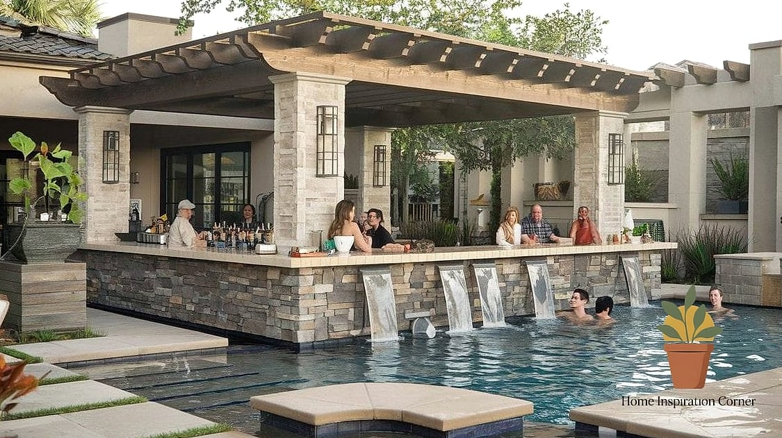 Pool with a Swim-Up Bar