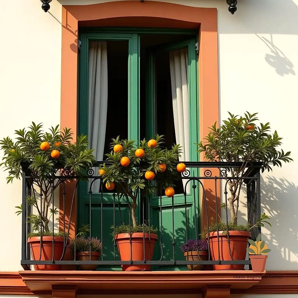 20 Cozy Balcony Aesthetic Concepts That Are Actually Achievable on a Budget 18 Potted Citrus Tree Statement