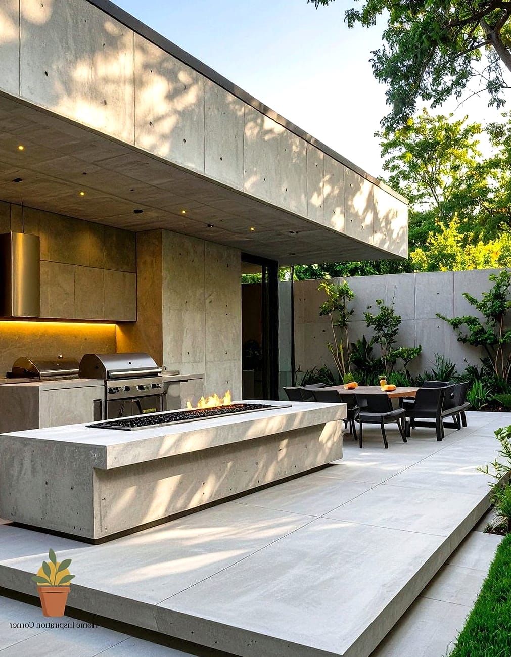 Poured Concrete Patio with Stained Finish