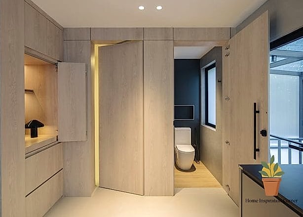 A Powder Room Wrapped in Zellige Tile