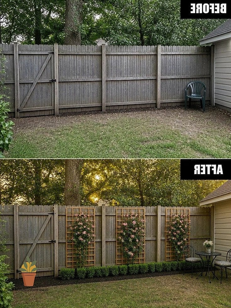 Privacy Fence with Built-In Planters