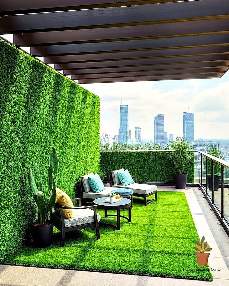 A Privacy Screen with Slatted Wood