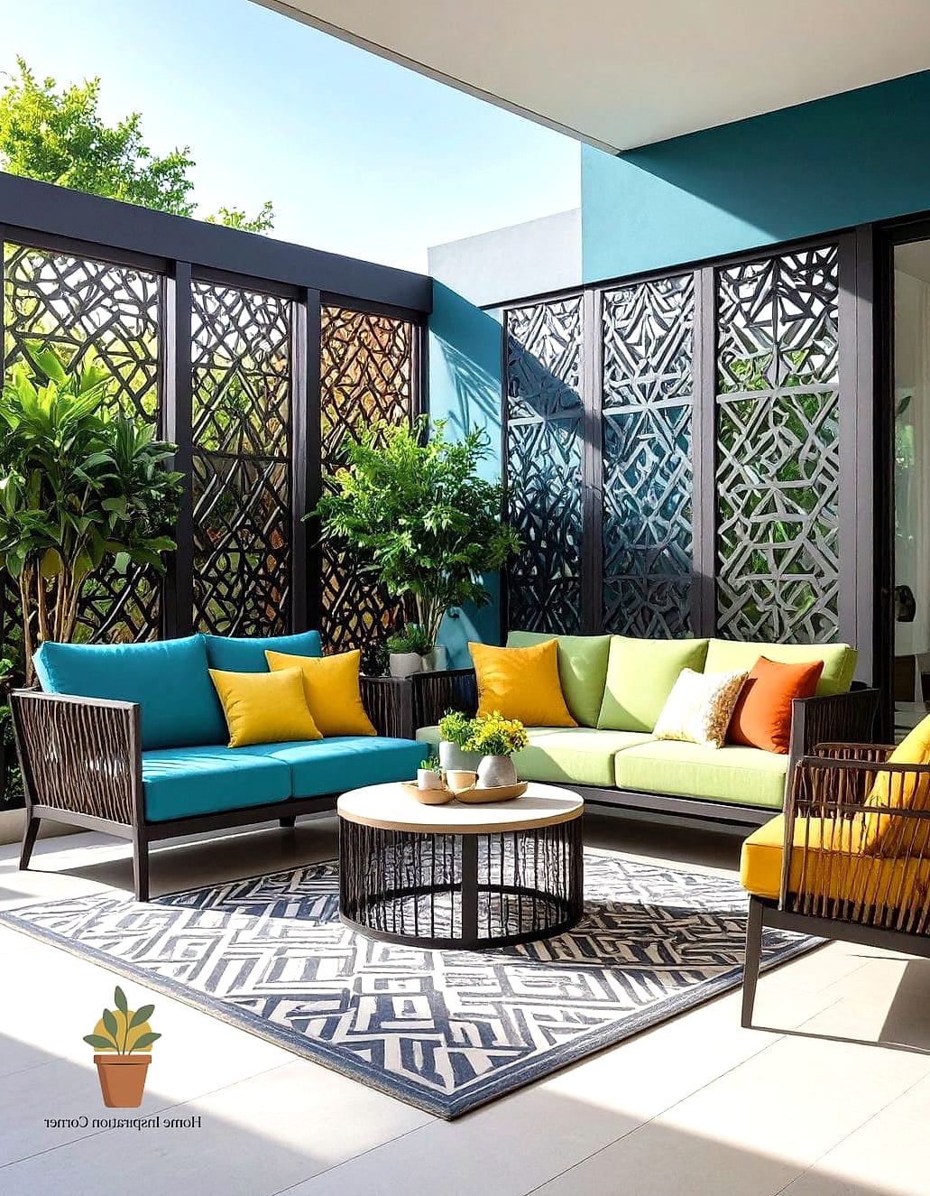 Privacy Screen with Faux Greenery