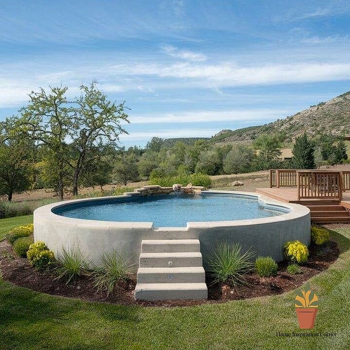 14 Backyard Pool And Patio Ideas Designs You Need to See Right Now 3 Raised Concrete Patios with Built-In Seating