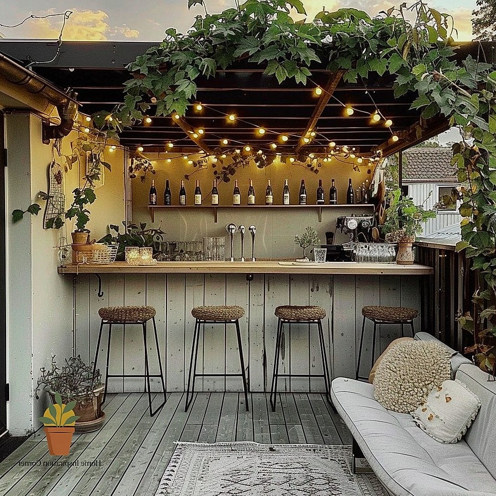 Rattan and Bamboo Tiki-Inspired Bar