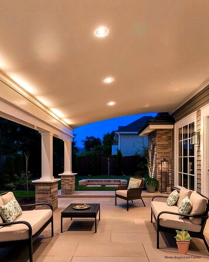 Recessed Lighting Built Into Pergola Beams