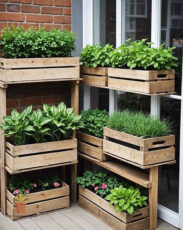 Repurposed Crates as Storage