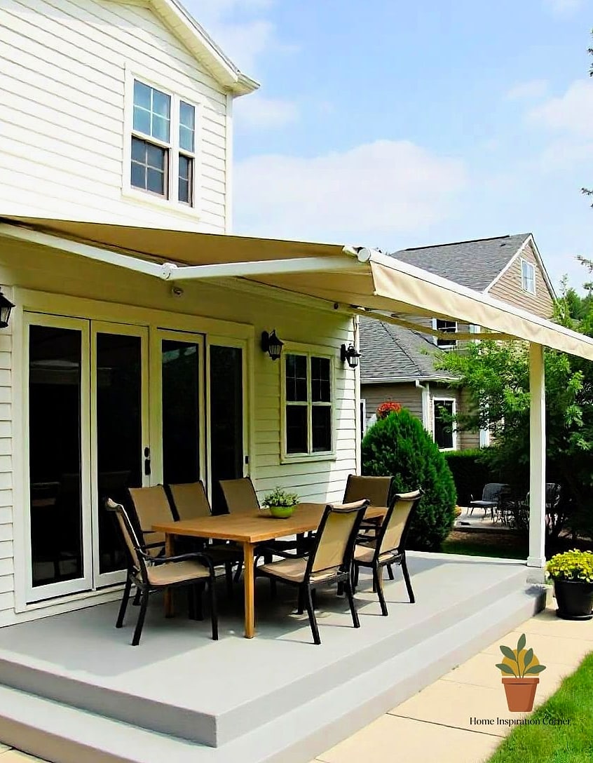 Retractable Awning Attached to the House