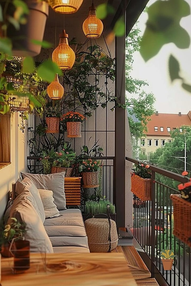 20 Cozy Balcony Aesthetic Concepts That Are Actually Achievable on a Budget 21 Retro Striped Awning Accent