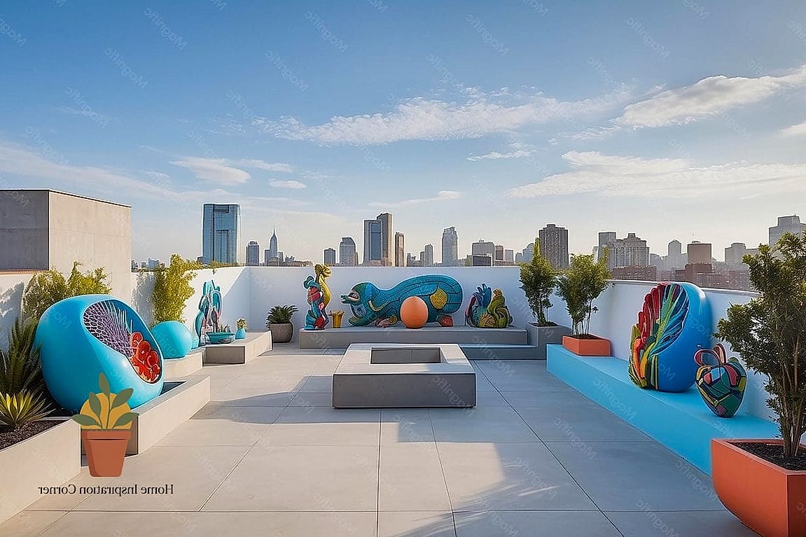 Rooftop Art Gallery Wall Using Weatherproof Prints