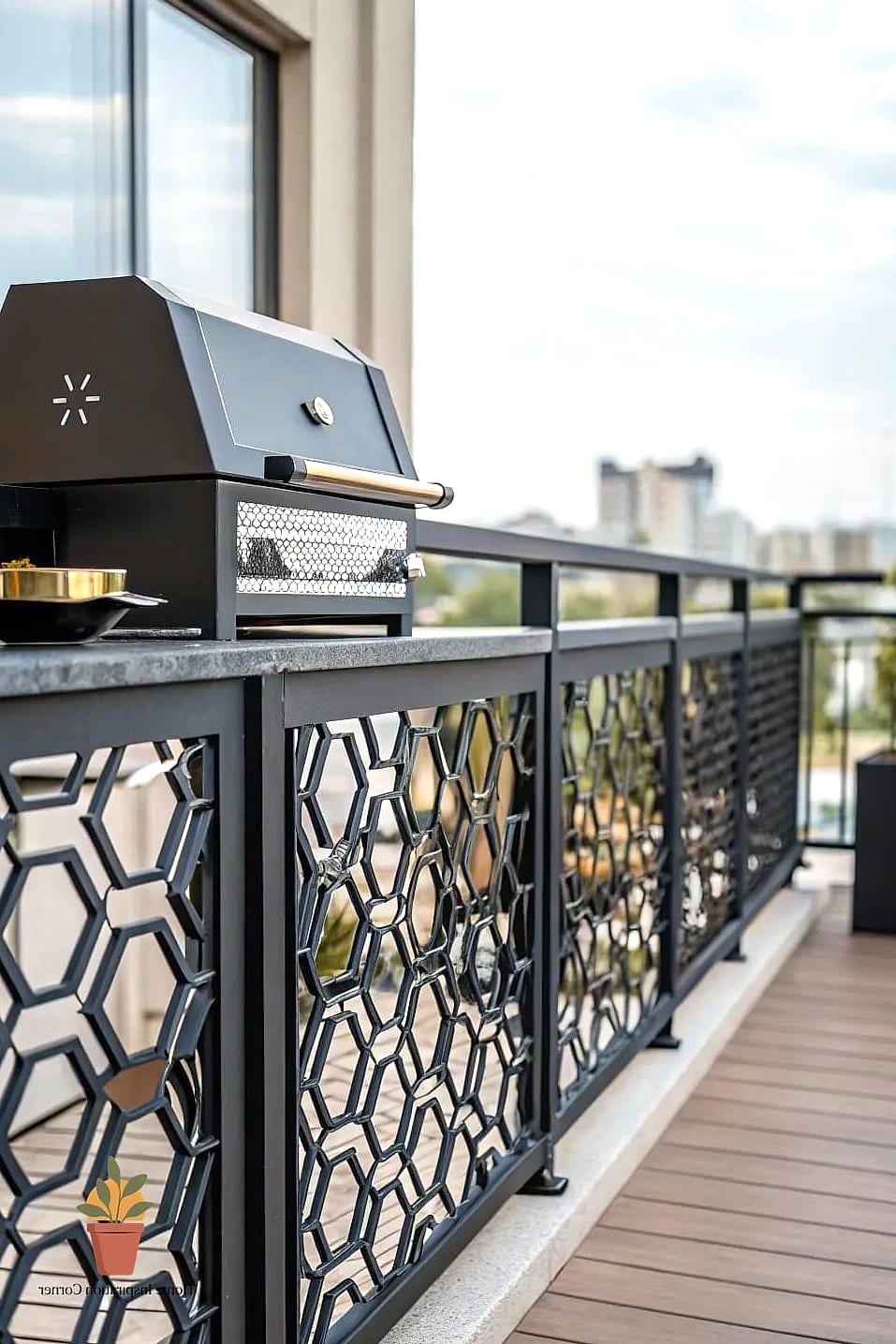 Rooftop-Style Grill Bar with Stools