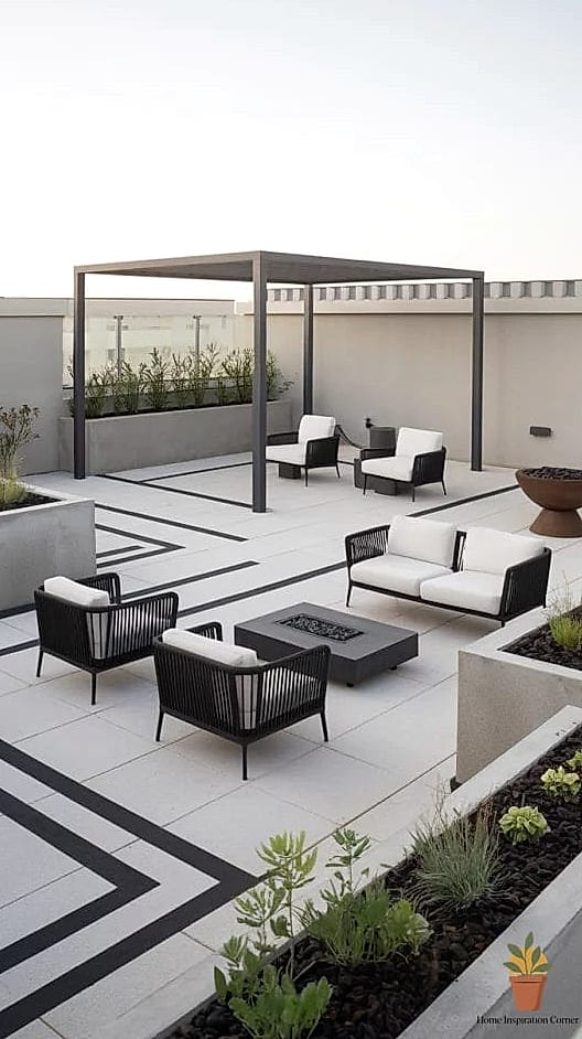 Rooftop Terrace with Vertical Garden Wall