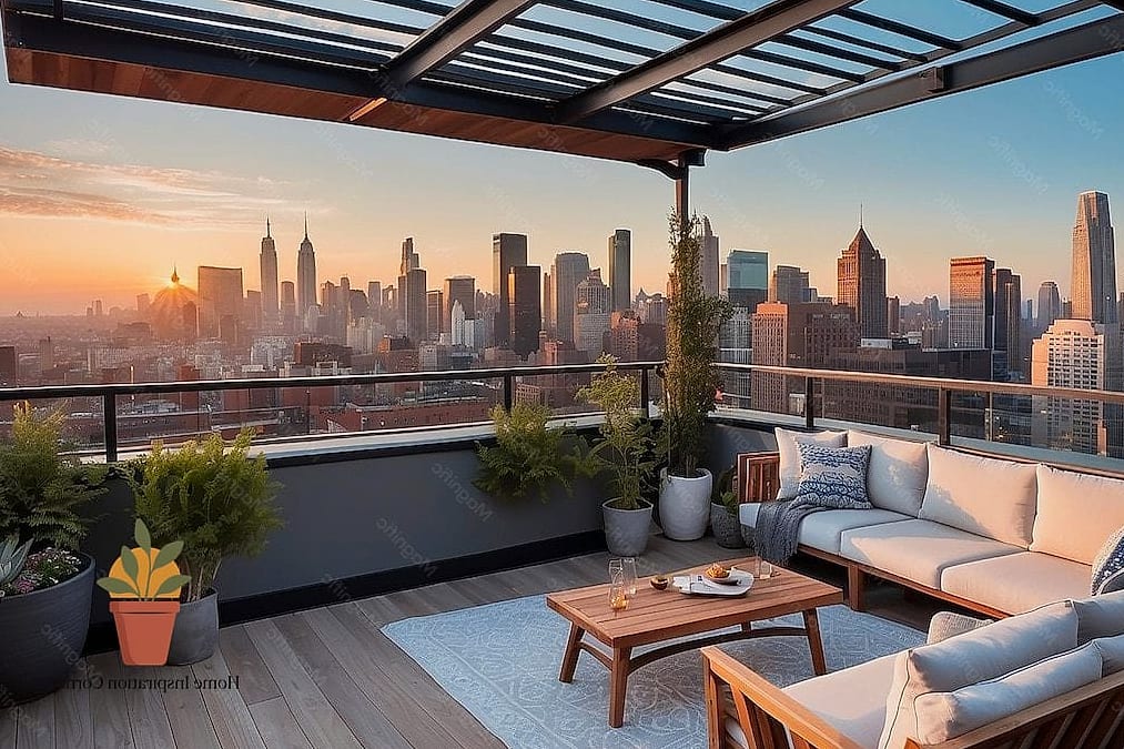 Rooftop Terrace with City Skyline Views