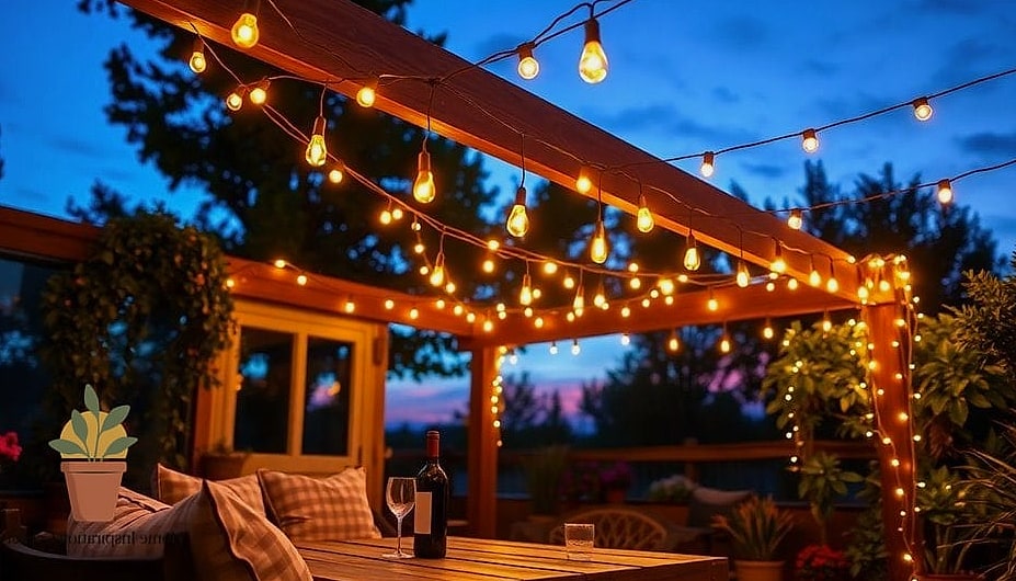 Rope Lights Along Garden Beds