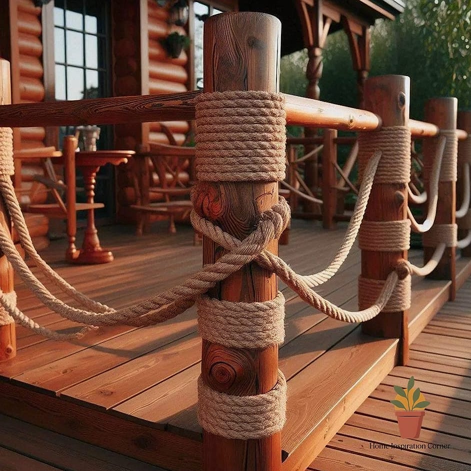 15 Creative Patio Railing Ideas Ideas You Haven't Seen Before 11 Rope and Wood Nautical Railing