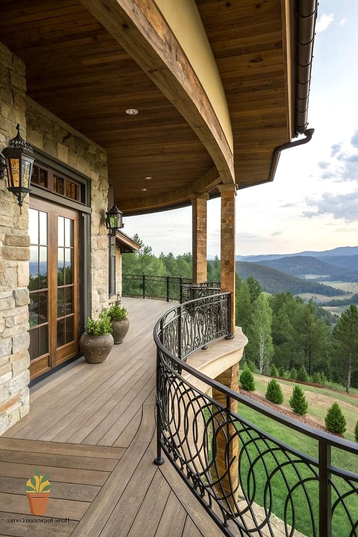 11 Balcony Design Exterior Inspiration Boards You'll Want to Copy 12 Rustic Farmhouse Balcony with Wood and Wicker