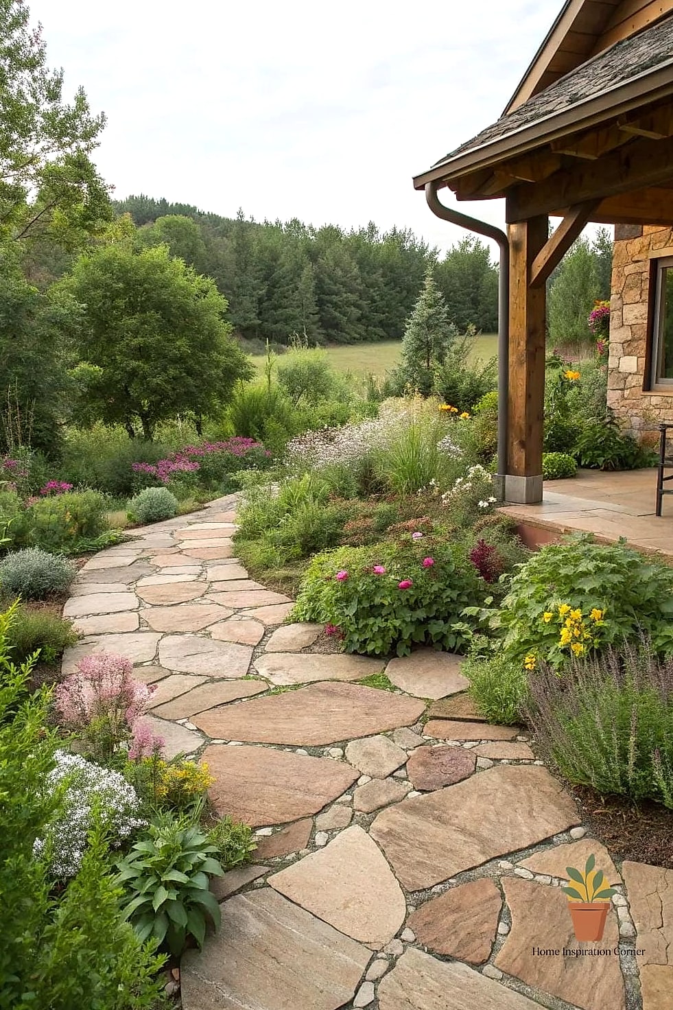 Rustic Farmhouse Patio with Wide Mortared Joints
